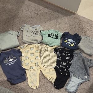 21 Piece Boys Bundle Carter's, Gerber& Simple Joys Preemie Onesies, Sleepers,